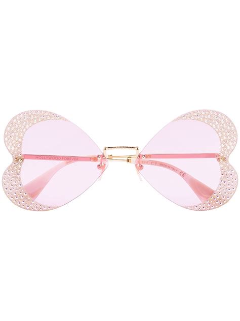 gucci heart embellished sunglasses|gucci 57mm round sunglasses.